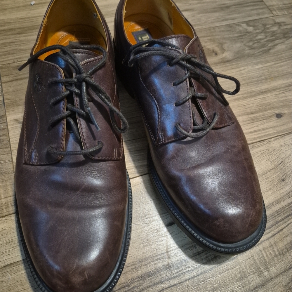 Timberland Brown Derby Oxfords with Polished Leather